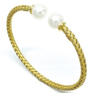 Daniel Waknine 18k Freshwater Pearl Cuff Bracelet